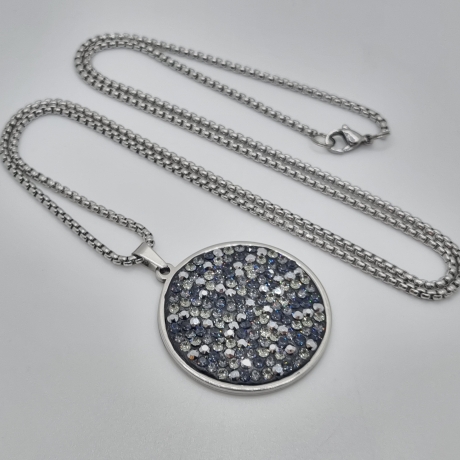 Kette mit großem Anhänger Schwarz / Grau / Anthrazit (SCK48)