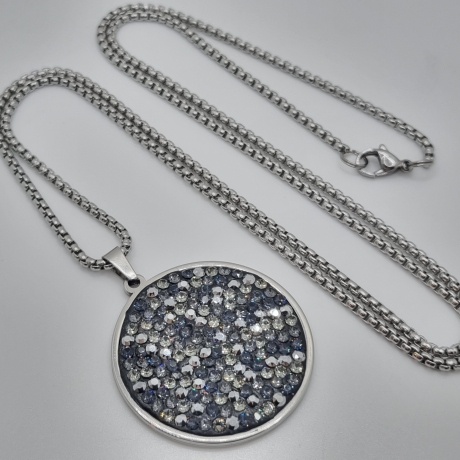 Kette mit großem Anhänger Schwarz / Grau / Anthrazit (SCK48)
