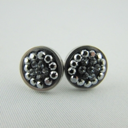 Ohrstecker Schwarz Grau Glitzer (SCO18)