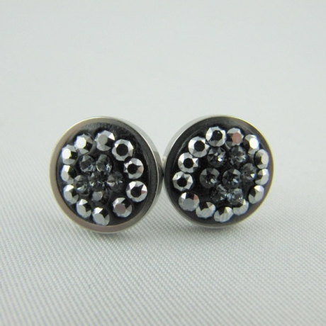 Ohrstecker Schwarz Grau Glitzer (SCO18)