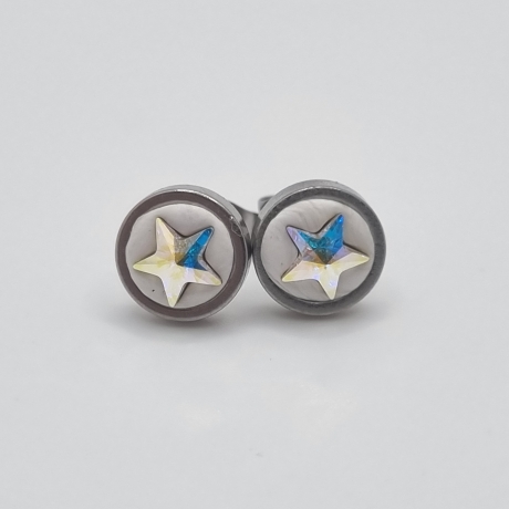 Ohrstecker Weiß Crystal AB Stern Edelstahl (SCO41)