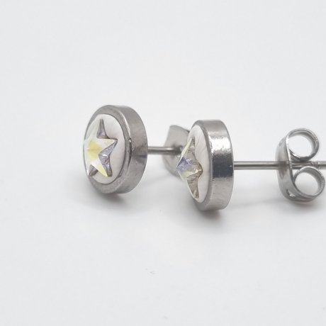 Ohrstecker Weiß Crystal AB Stern Edelstahl (SCO41)