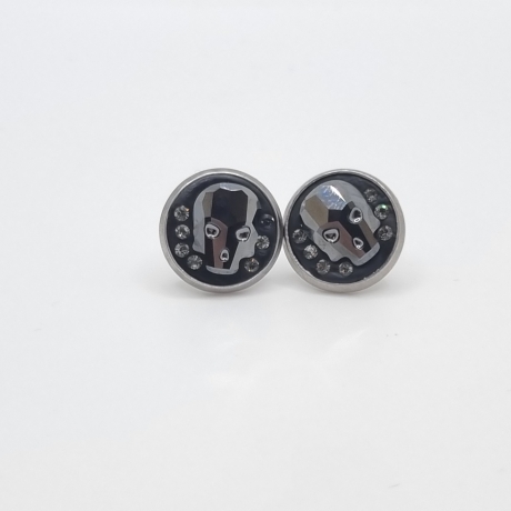Ohrstecker Grau Skull Edelstahl (SCO42)