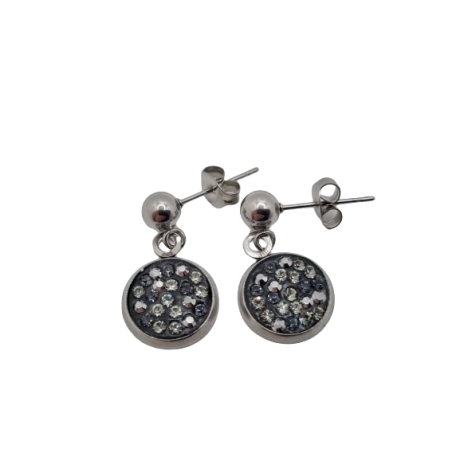 Ohrringe Ohrhänger Kristalle Schwarz Grau Edelstahl (SCO46)