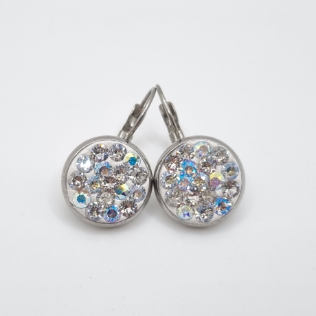 Ohrringe Ohrhänger weiß glitzer kristall Edelstahl (SCO52)