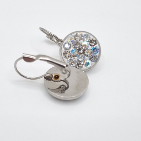 Ohrringe Ohrhänger weiß glitzer kristall Edelstahl (SCO52)