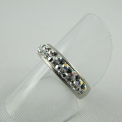 Ring Weiß glitzer Crystal AB Silber Gr.18 (SCR18)