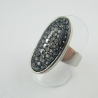 großer Ring glitzer Schwarz Grau Oval (SCR20)