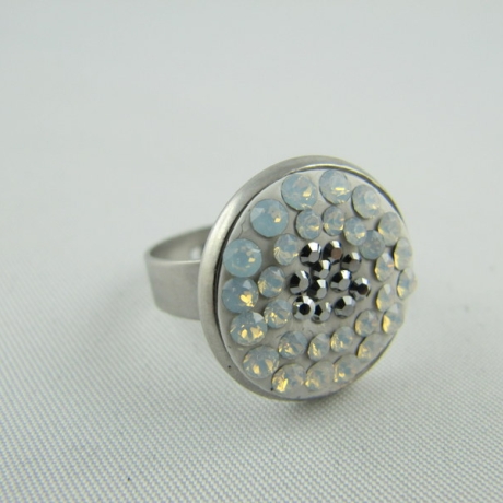 Ring Weiß Glitzer White Opal Silber (SCR26)