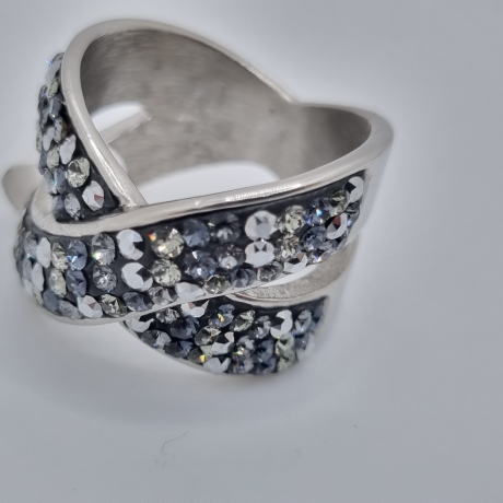 Edelstahl Statement Ring  Grau Schwarz Silber (SCR34)