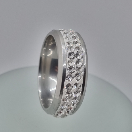 Ring Bandring Edelstahl Crystal mit Swarovski® Kristallen (SCR40)