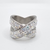 Edelstahl Ring Kristalle Weiß Crystal Silver (SCR51)