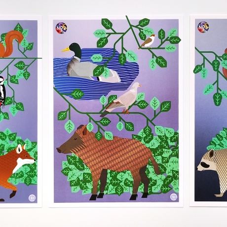 3 Postkarten Set A5 Animal Guide Berlin Grafikdesign Urban Nature