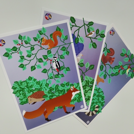 3 Postkarten Set A5 Animal Guide Berlin Grafikdesign Urban Nature