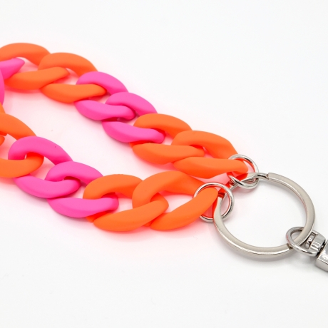 Schlüsselanhänger mit Karabiner Neon Orange/Pink
