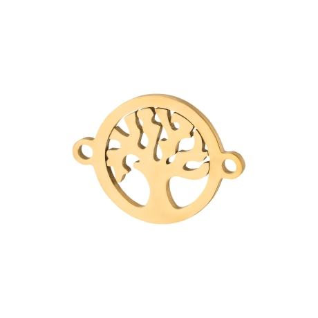 Edelstahl-Verbinder Tree of Life / Lebensbaum 13x17mm Gold