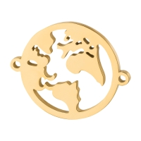 Edelstahl-Verbinder Welt / Landkarte / Travel  27x22mm Gold