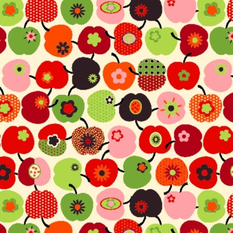 50cm Dekostoff 100% Baumwolle Apfel Äpfel rot grün retro Apple