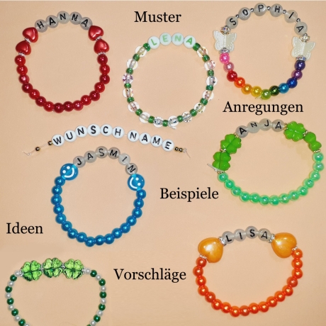 Kinder-Armband Kinder-Schmuck Wunschname Blau mit Smylie Geschenk