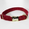 Hundehalsband mit Fliege und Hundemarke personalisiert- Samt Rot