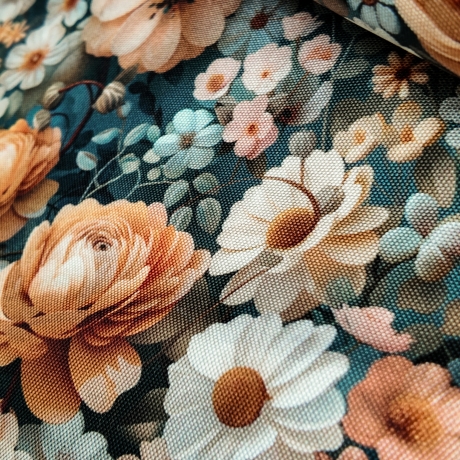 Flowing Bloom Blumen peach Taschenstoff wasserabweisend