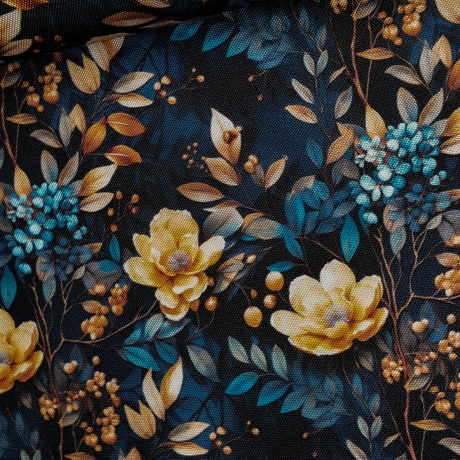 Flowing Bloom Blumen nachtblau Taschenstoff wasserabweisend