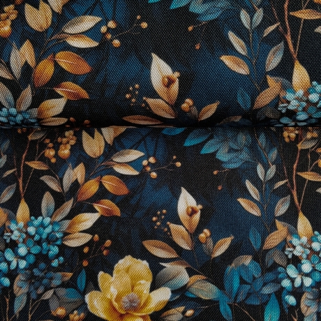 Flowing Bloom Blumen nachtblau Taschenstoff wasserabweisend