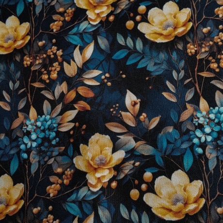 Flowing Bloom Blumen nachtblau Taschenstoff wasserabweisend