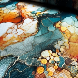 Flowing Bloom Liquid Bernstein Petrol Taschenstoff wasserabweisen