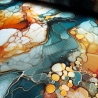 Flowing Bloom Liquid Bernstein Petrol Taschenstoff wasserabweisen