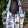 Designertasche - UPCYCLING Jeans-Tasche mit Sashiko-Stickerei