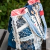 Designertasche - UPCYCLING Jeans-Tasche mit Sashiko-Stickerei