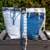 Designertasche - UPCYCLING Jeans-Tasche mit Sashiko-Stickerei