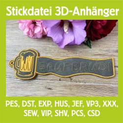 Stickdatei 3D-Anhänger SAUFBRUDI, 3D-Stick, Lesezeichen