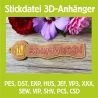Stickdatei 3D-Anhänger SAUFMUDDI, 3D-Stick, Lesezeichen