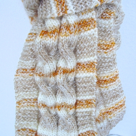 Schal Strickschal 2 Zöpfe handgestricktvon Hobbyhaus