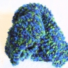 Strickchal aus Bändchengarn blau-apfelgrün von Hobbyhaus