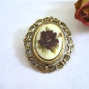 Vintage Schalclip oval - Braune Rose - aus den 70er Jahren