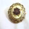 Vintage Schalclip oval - Braune Rose - aus den 70er Jahren