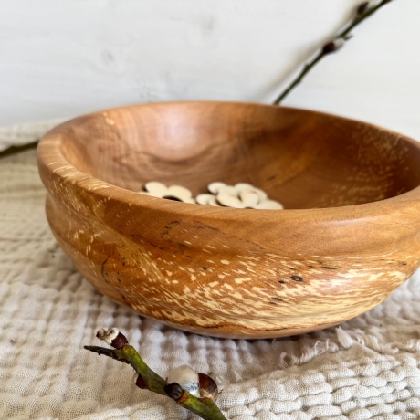 Obstschale aus gestocktem Apfelholz – wunderschöne Maserung