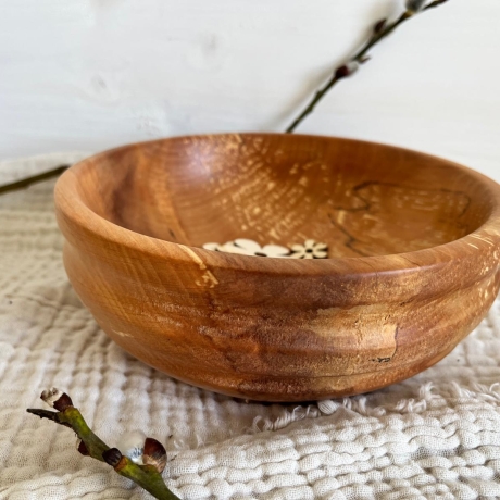 Obstschale aus gestocktem Apfelholz – wunderschöne Maserung