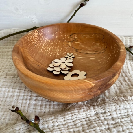 Obstschale aus gestocktem Apfelholz – wunderschöne Maserung