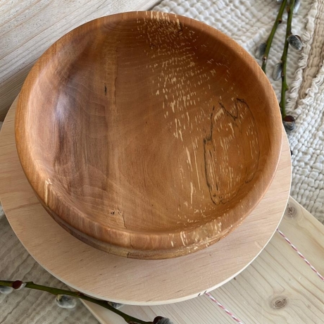 Obstschale aus gestocktem Apfelholz – wunderschöne Maserung