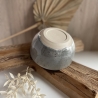 Handgemachte Keramik - getöpferte Schale weiß grau Farbverlauf