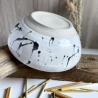 Handgemachte Keramik - getöpferte Schale weiß schwarz mit Muster