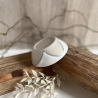 Handgemachte Keramik - getöpferte Schale weiß mit türkisem Muster
