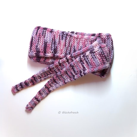 Schal, rosa meliert, modern, schlank, kurz, handgestrickt