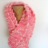 Schal Bändchengarn in weiss-rosa handgestrickt von Hobbyhaus