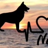 Aufkleber Herzlinie Heartbeat Hund Schäferhund kurzhaar