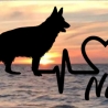 Aufkleber Herzlinie Heartbeat Hund Schäferhund langhaar